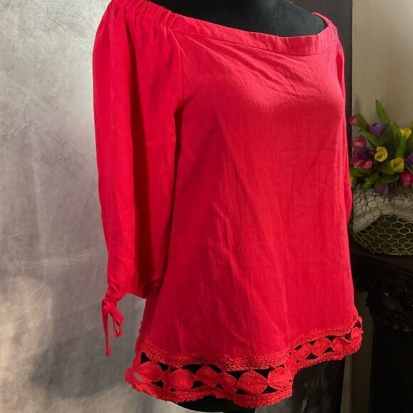 Greylin Arnette Off Shoulder Top festival concert boho party date size small red - Picture 5 of 15
